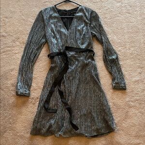 Banana Republic Black and Silver Long Sleeve Dress Shimmer 4 Small
